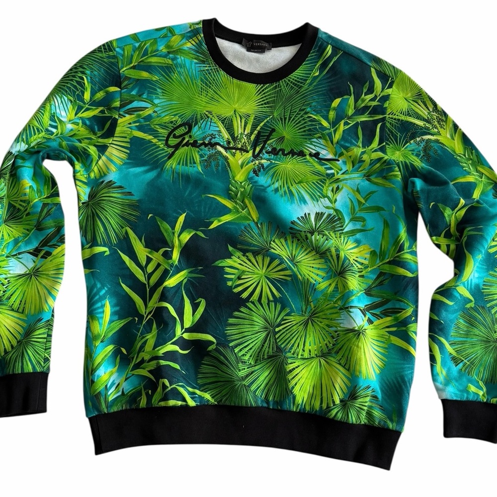 Versace Tropical Palm Print Sweat Shirt| Taylor Fit